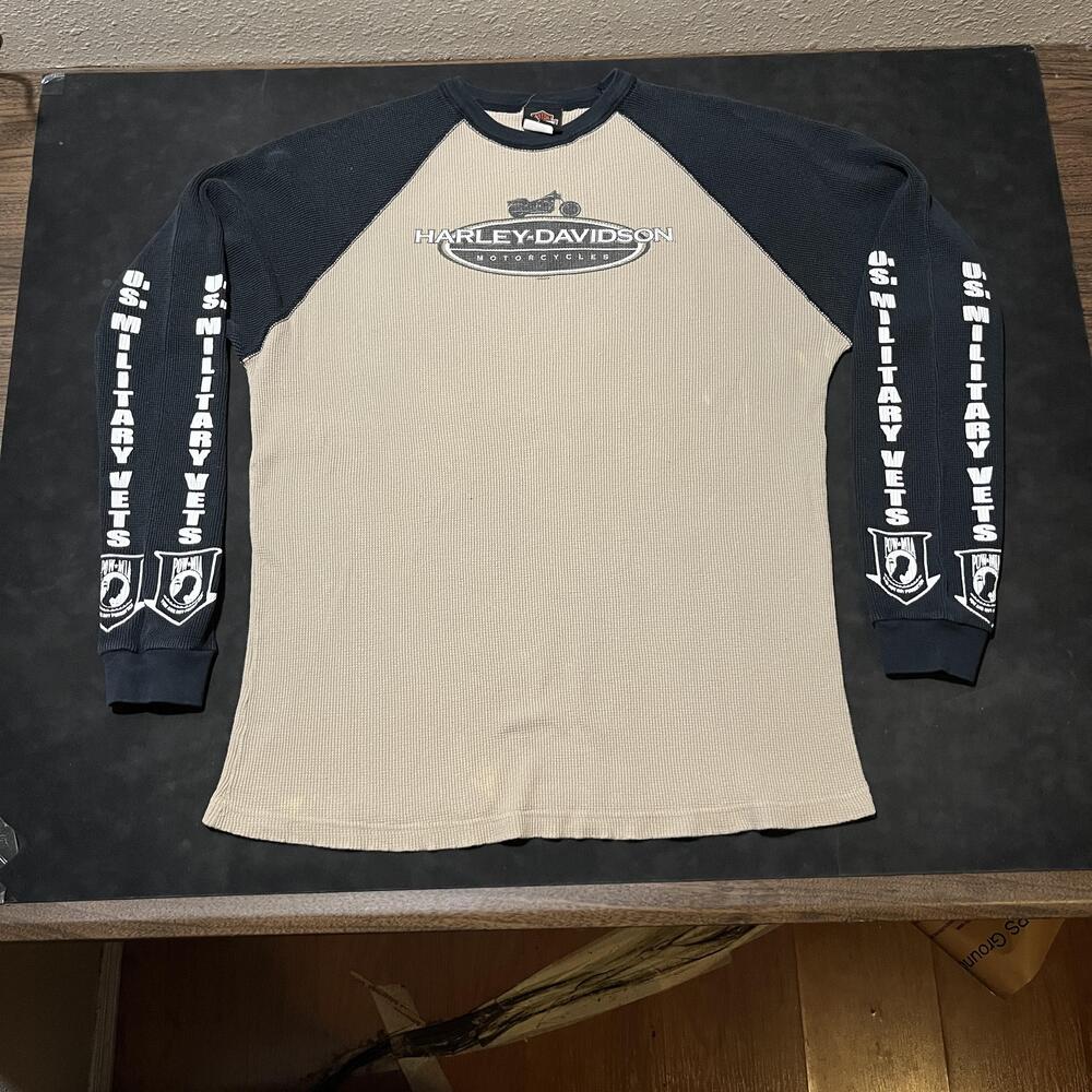 Vintage Harley Davidson Shirt Vintage Sleeve Graphics USA Thermal US Military XL